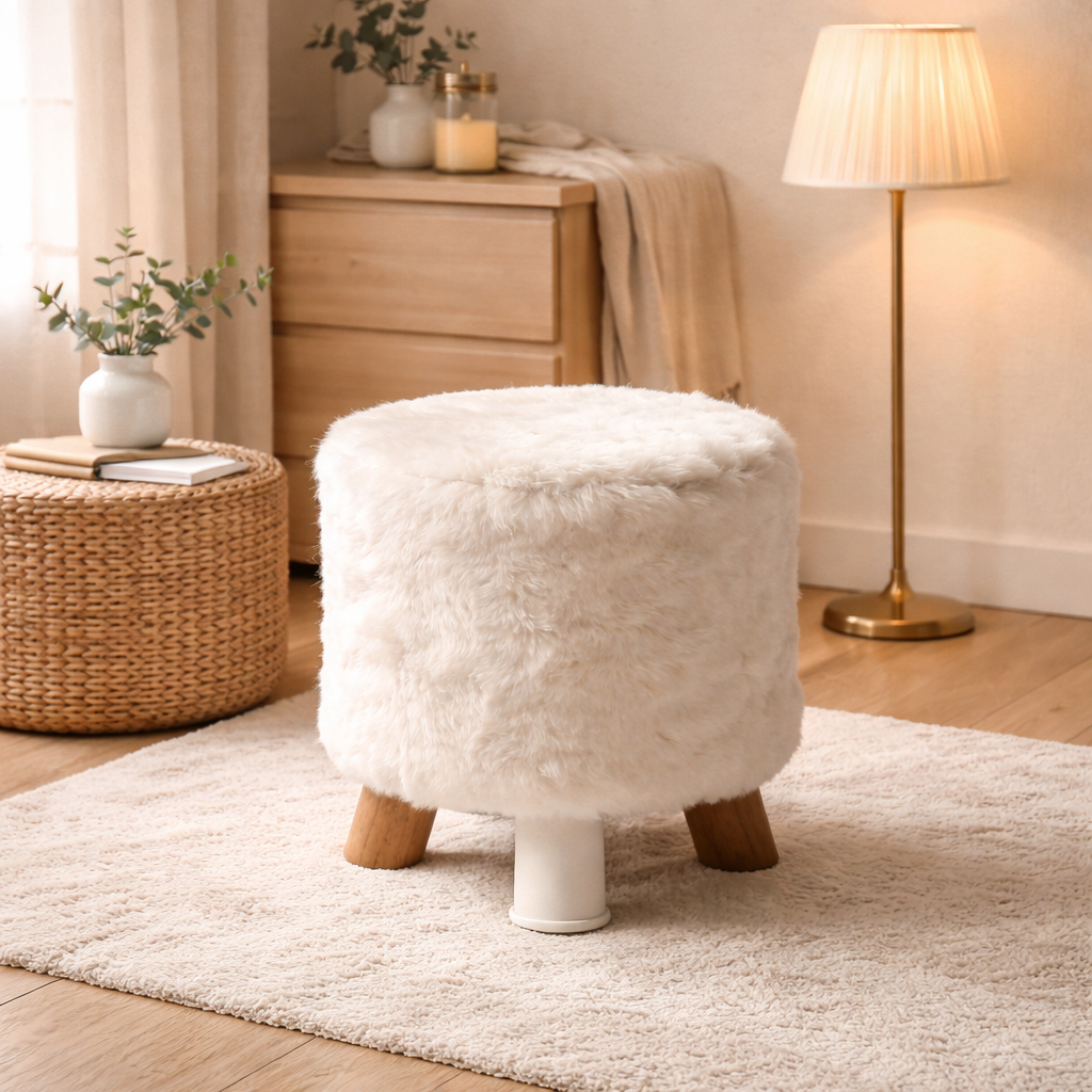 Cozy Faux Fur Footrest Stool