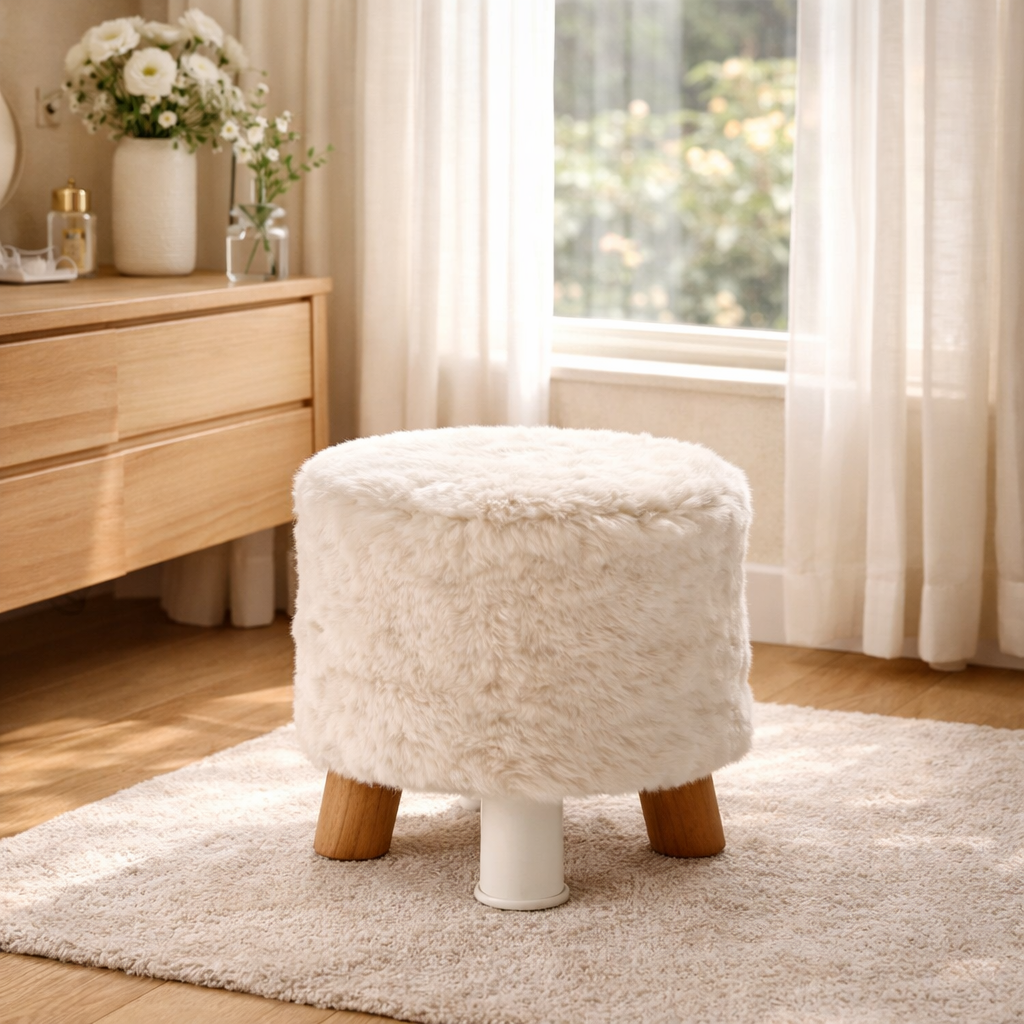 Cozy Faux Fur Footrest Stool