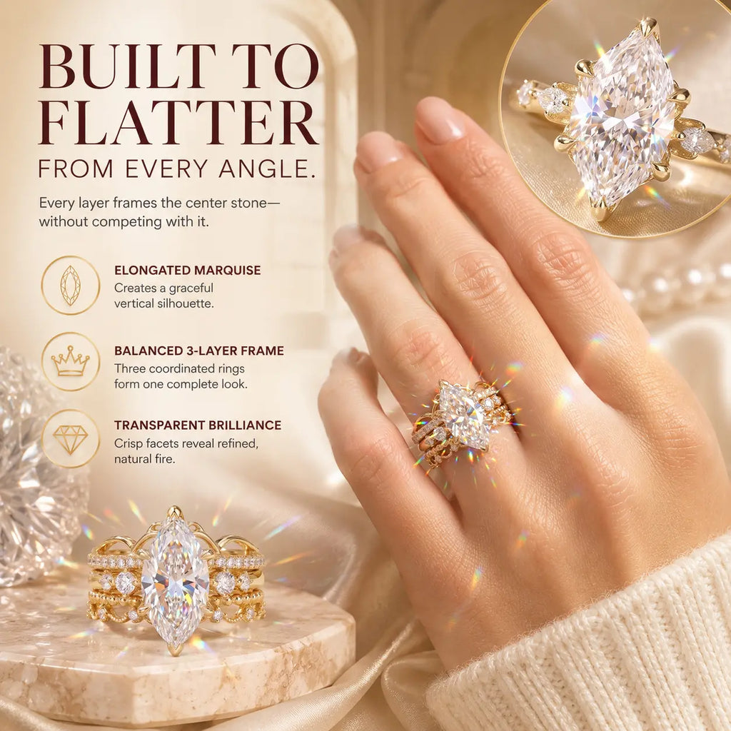 The Complete Marquise Crown Ring Stack — 3 Perfectly Matched Rings, One Unforgettable Look-Last Day Sale-90% OFF🔥
