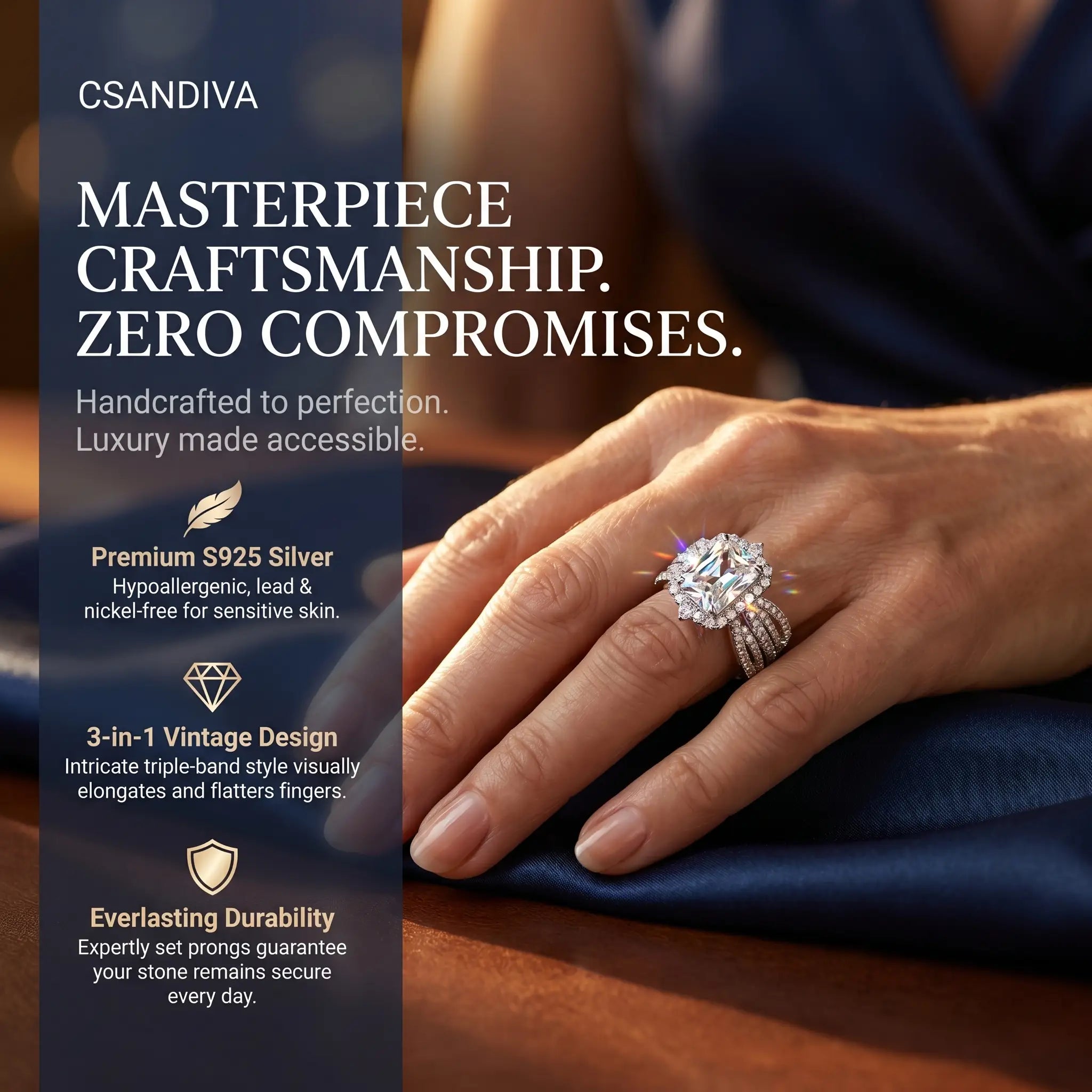 csandiva™ The "Aura" 3.0ct Radiant Halo Ring - Travel-Safe Brilliance & Smart Luxury Alternative | Claim 90% OFF Today🔥
