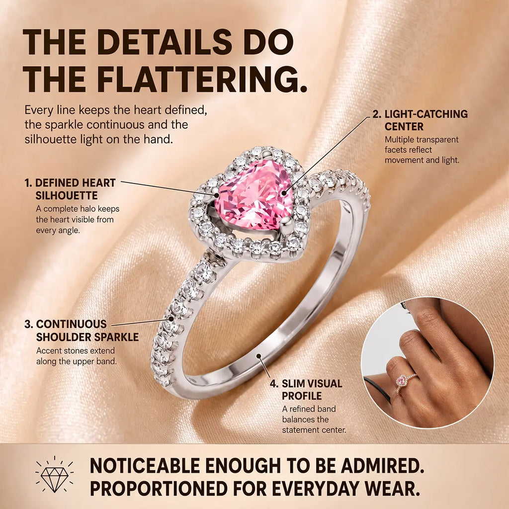 The Blush Promise™ Pink Heart Halo Ring — Grown-Up Romance, Made to Mean More | Last Day Sale-90% OFF🔥