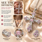 The Heart of Faith Pink Moissanite Cross Necklace — A Feminine Heart-Centered Symbol of Love, Strength & Everyday Sparkle in Gold or Silver | Last Day Sale-90% OFF🔥