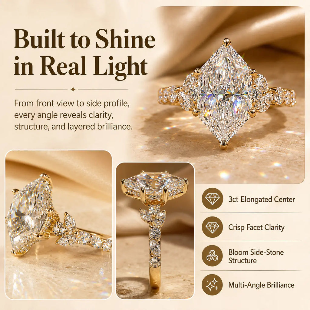 3ct Dutch Marquise Bloom Lab-Grown Diamond Ring — A Finger-Flattering Statement of Brilliant Sparkle & Custom-Look Elegance | Gold or Silver | Last Day Sale-90% OFF🔥