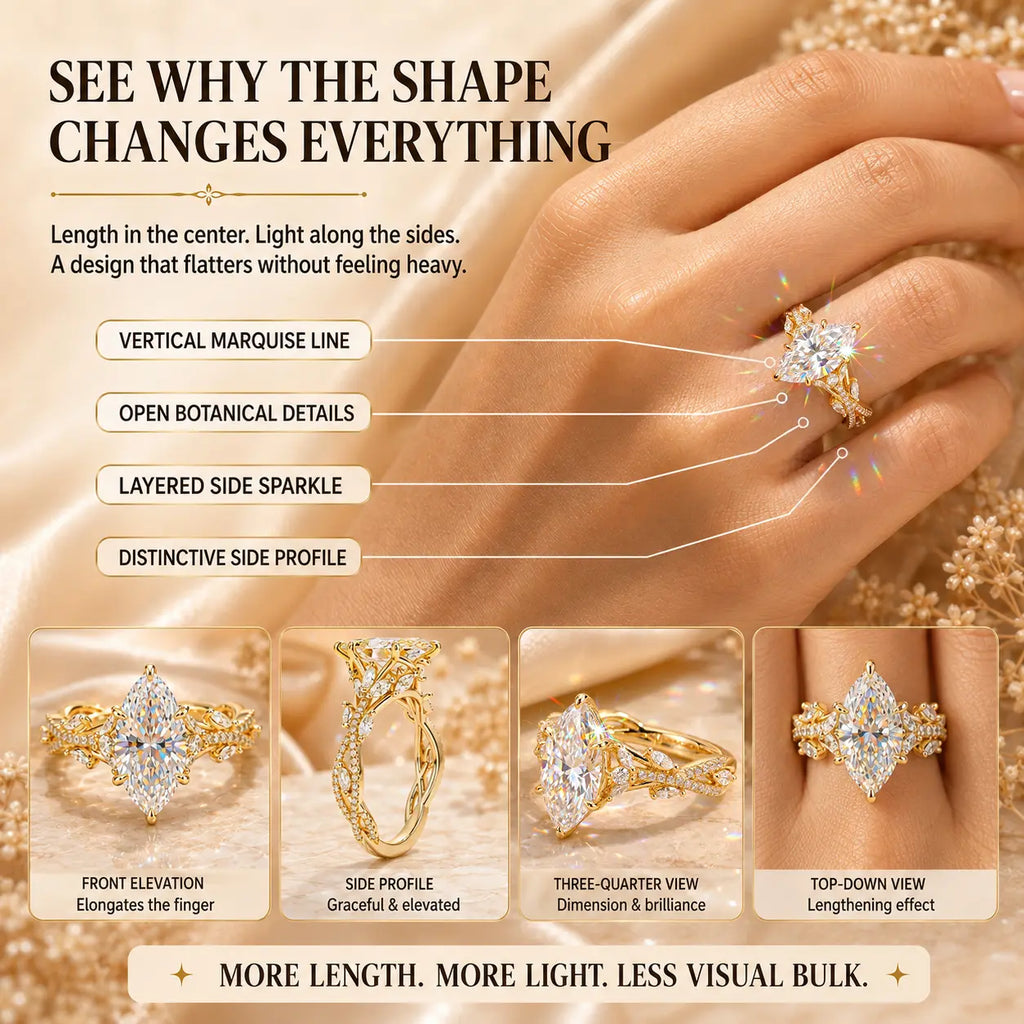 The Marquise Crown Lab-Grown Diamond Ring Set — A Three-Piece Bridal Stack Made for Your Forever | Gold or Silver | Last Day Sale-90% OFF🔥