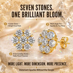The Floral Stud Earrings That Make Every Look Shine — 7-Stone Moissanite Brilliance with Gold & Silver Finishes and Butterfly or Secure Screw Back Options | Gold or Silver | Last Day Sale-90% OFF🔥