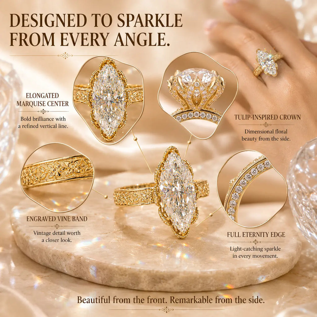 The Everbloom Marquise™ Lab-Grown Diamond Ring — An Elongated Floral Heirloom Design Made to Flatter Your Hand and Mark Every Meaningful Moment | Gold or Silver | Last Day Sale-90% OFF🔥