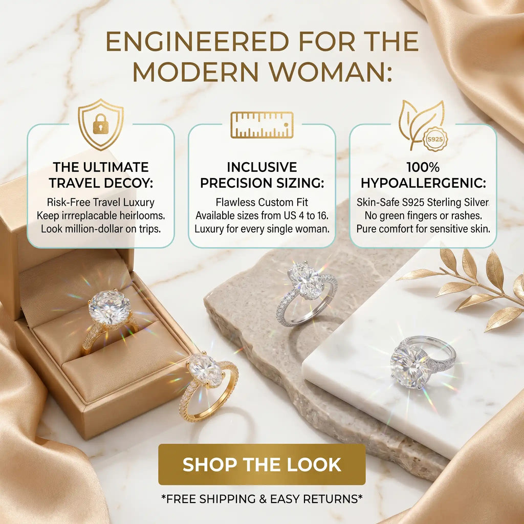 Csandiva™ The "Heiress" Flawless Moissanite Statement Ring | $15k Megawatt Brilliance, Passes Testers, Hypoallergenic (Sizes 4-15) | Last Day 90% OFF 🔥