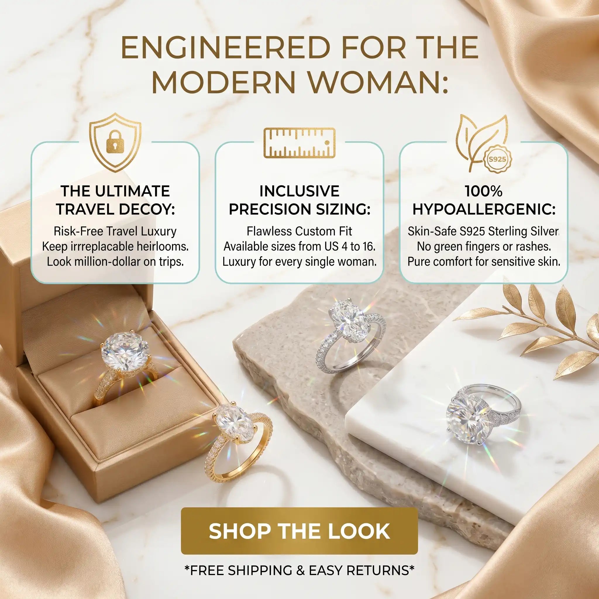 Csandiva™ The "Heiress" Flawless Moissanite Statement Ring | $15k Megawatt Brilliance, Passes Testers, Hypoallergenic (Sizes 4-15) | Last Day 90% OFF 🔥