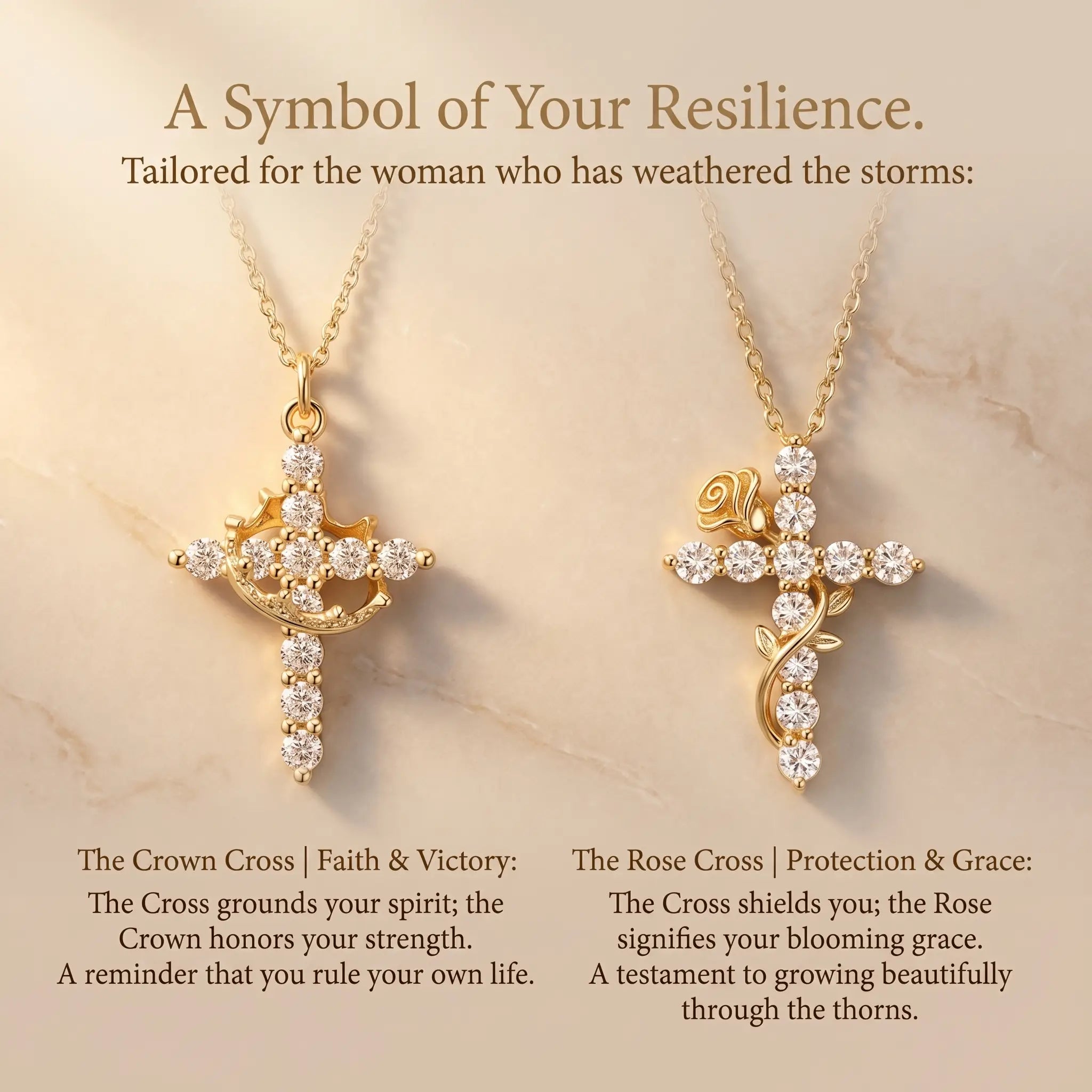 csandiva™ 14K Gold Rotatable Crown Cross Necklace - Discreet Anxiety Relief & Elegant Faith Jewelry | Claim 90% OFF Today🔥