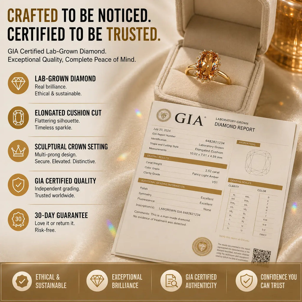 The Golden Hour Crown™ Elongated Cushion Lab-Grown Diamond Ring-Make Fingers Look Longer, Complete Every Outfit & Turn Everyday Moments Into Something Unforgettable | Gold or Silver | Last Day Sale-90% OFF🔥