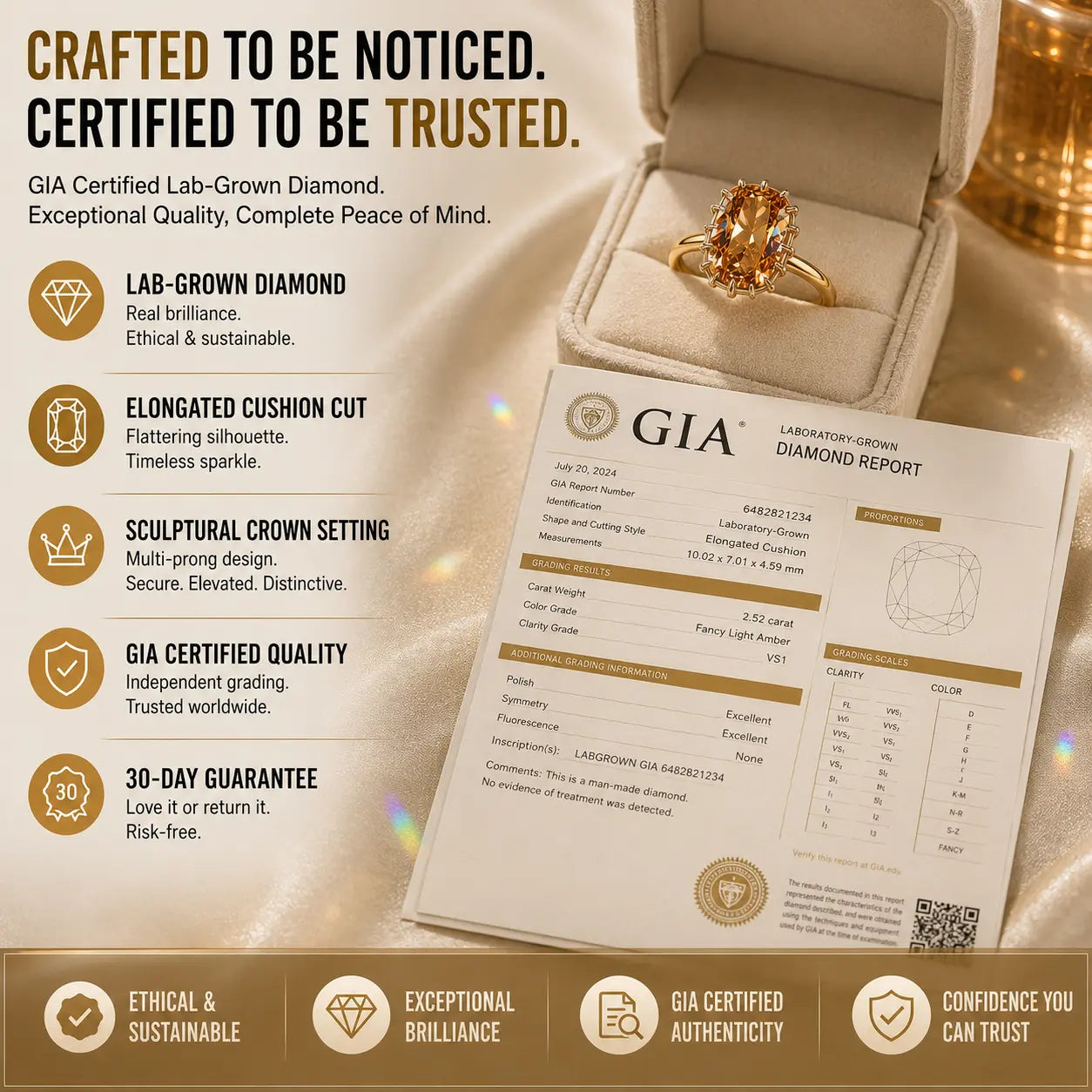 The Golden Hour Crown™ Elongated Cushion Lab-Grown Diamond Ring-Make Fingers Look Longer, Complete Every Outfit & Turn Everyday Moments Into Something Unforgettable | Gold or Silver | Last Day Sale-90% OFF🔥