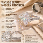 The Marquise Bloom Vintage Moissanite Ring — A Finger-Flattering Marquise Silhouette with Romantic Floral Details in Clear or Blush Pink | Last Day Sale-90% OFF🔥