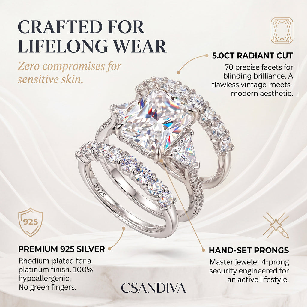 csandiva™ The Timeless Embrace 5.0ct Radiant Ring - Zero Anxiety Glamour & Smart Luxury Alternative | Claim 90% OFF Today🔥