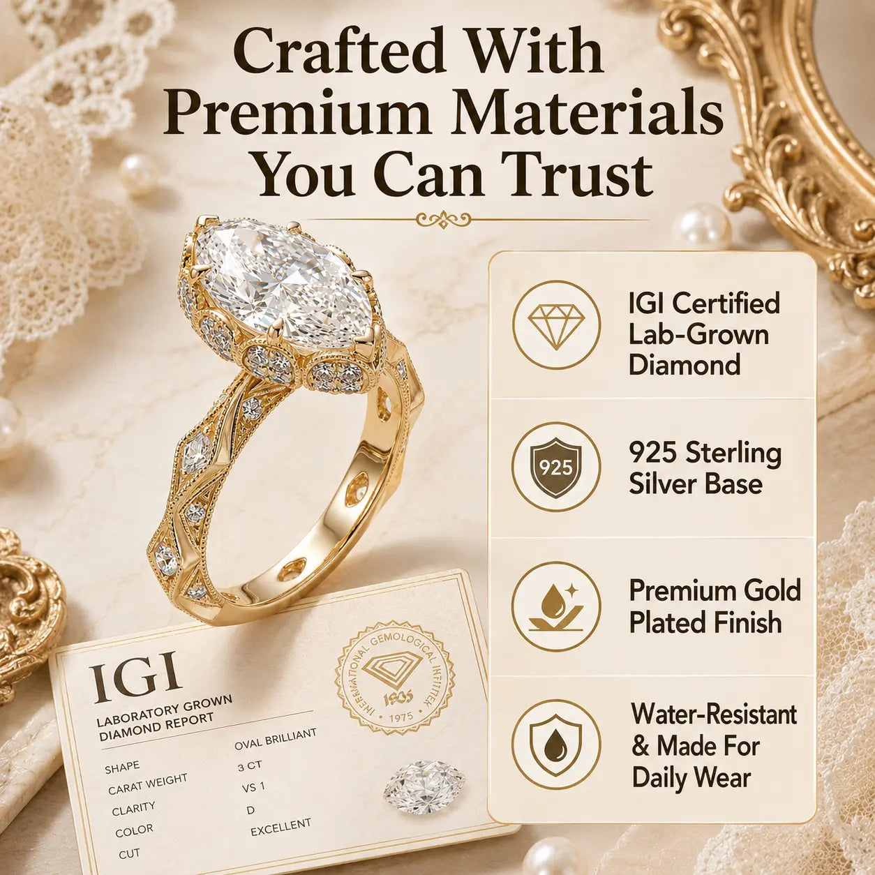 A Timeless Heirloom-Inspired Marquise Ring With Unforgettable Diamond Brilliance | Last Day Sale-90% OFF🔥