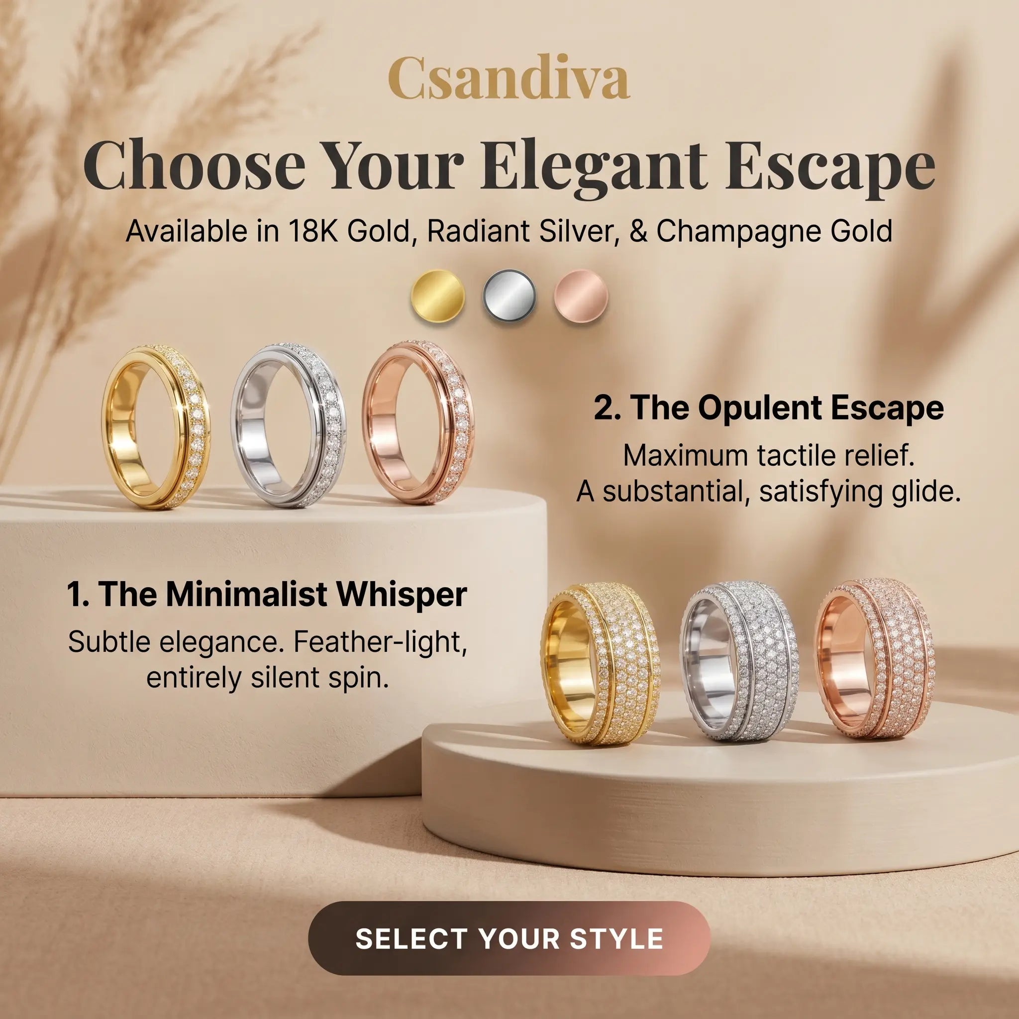 The Viral 18K Artisan Mindfulness Spinner Ring | Whisper-Quiet Elegance, Zero Green Fingers & A $10,000 Look | Last Day Sale-90% OFF🔥