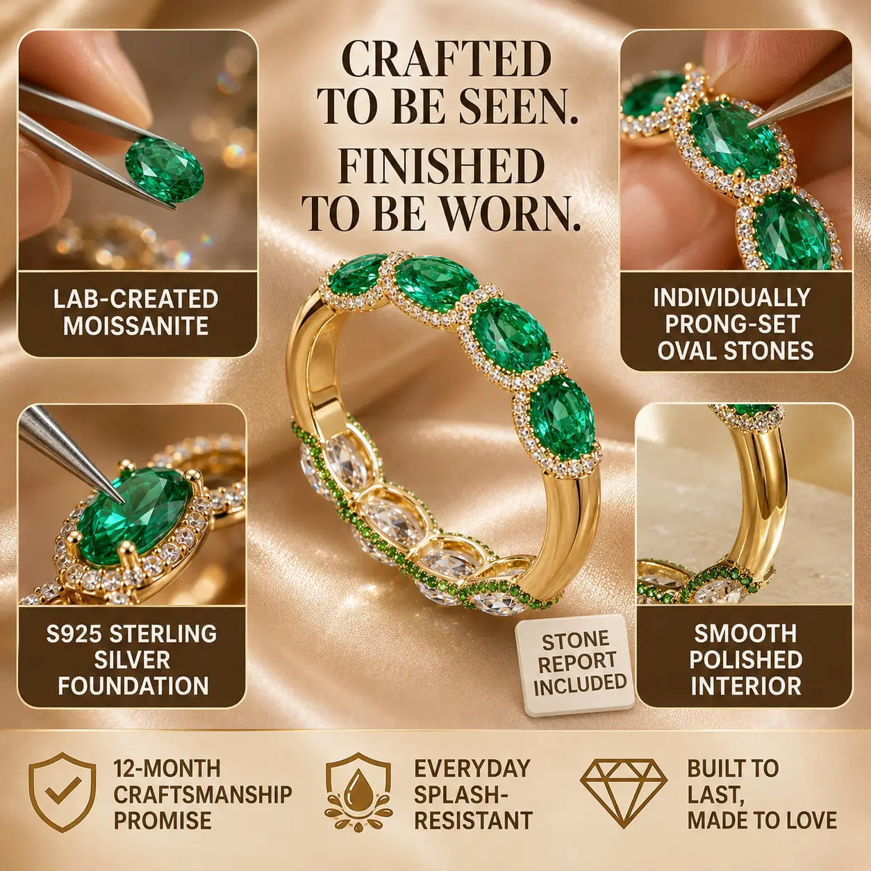 The Reversible Green Moissanite Eternity Ring — One Ring, Two Unforgettable Looks: Turn It for Vivid Green Color or Clear Moissanite Brilliance, Flatter Your Fingers & Finish Every Outfit Without Stacking | Gold or Silver | Last Day Sale-90% OFF🔥