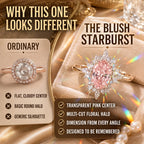 The Blush Aurora Pink Oval Moissanite Ring — A Luminous Blush Center, Flattering Oval Shape & Vintage Starburst Halo Made to Celebrate the Woman You’ve Become | Gold or Silver | Last Day Sale-90% OFF🔥