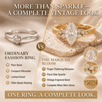 The Marquise Bloom Vintage Moissanite Ring — A Finger-Flattering Marquise Silhouette with Romantic Floral Details in Clear or Blush Pink | Last Day Sale-90% OFF🔥