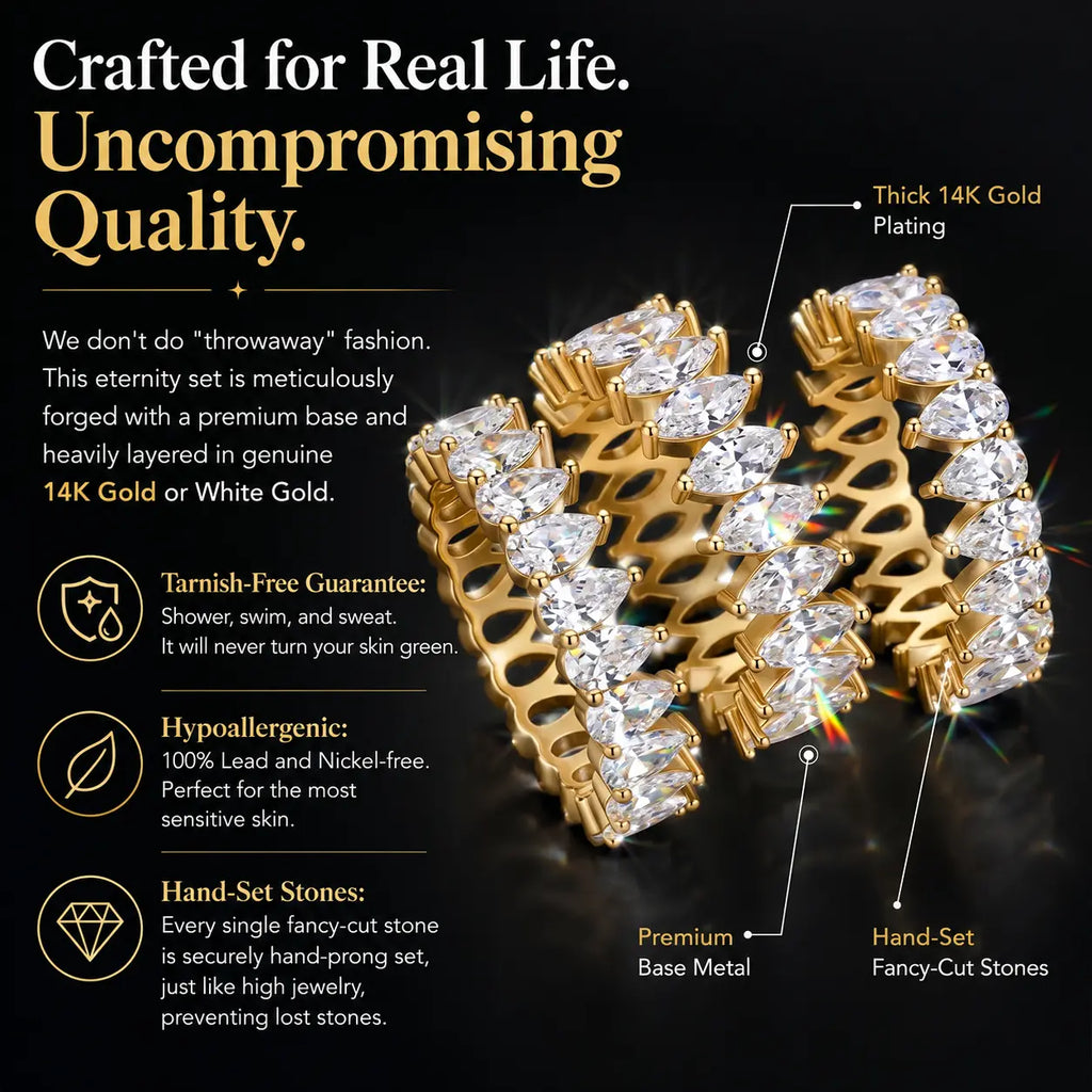 The Heiress 3-in-1 Seamless Interlocking Eternity Stack | Flawless Pear & Marquise Statement Ring Set | Waterproof Travel Decoy | Last Day 90% OFF 🔥
