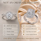The Crystal-Clear Elongated Step-Cut Moissanite Halo Ring — Visually Lengthens Your Fingers, Frames the Center With Brilliant Micro-Pavé Sparkle & Delivers a Custom-Luxury Look Without the Fine-Jewelry Worry | Gold or Silver | Last Day Sale-90% OFF🔥