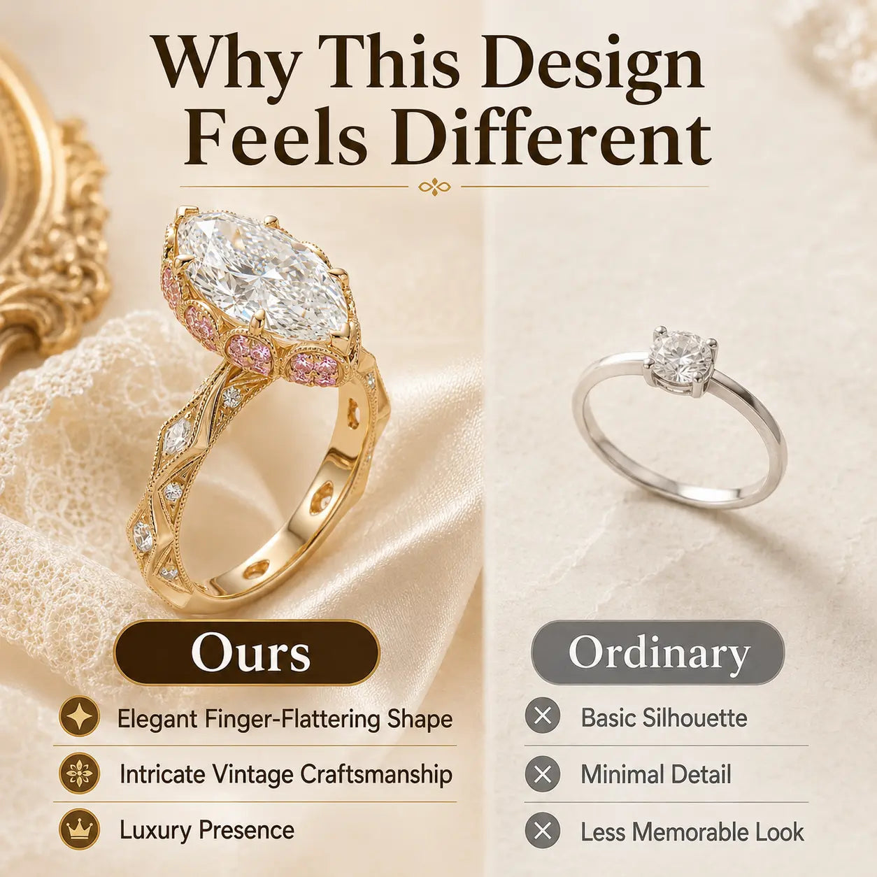 A Timeless Heirloom-Inspired Marquise Ring With Unforgettable Diamond Brilliance | Last Day Sale-90% OFF🔥