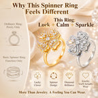 Lucky Clover Spinner Ring – Wear Your Luck, Spin Into Calm | 925 Sterling Silver & Lab-Grown Diamond Sparkle | Gold or Silver | Last Day Sale-90% OFF🔥