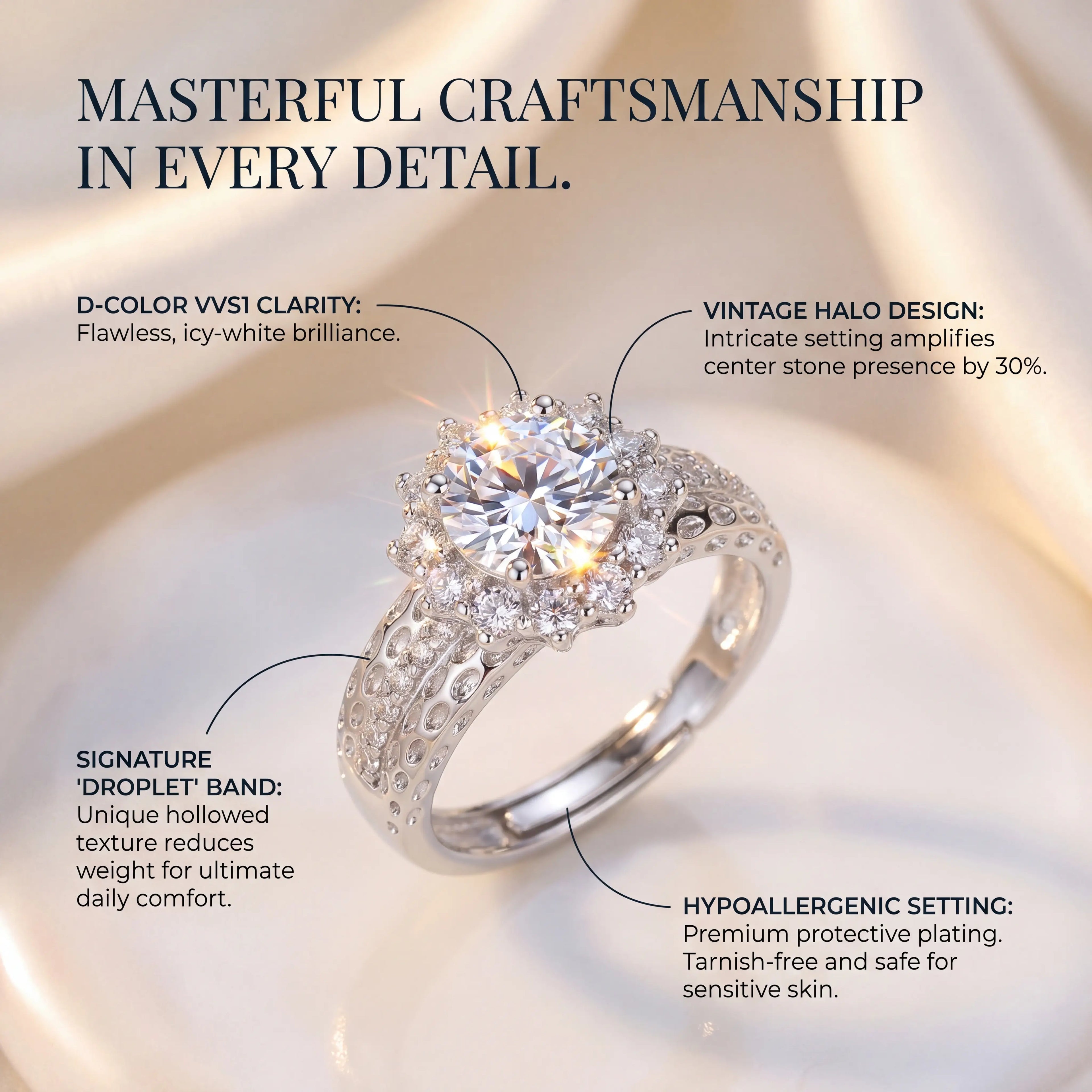 csandiva™ The "Everlasting" 5.0ct Adjustable Halo Ring - Comfort Fit & Travel-Safe Brilliance | Claim 90% OFF Today🔥