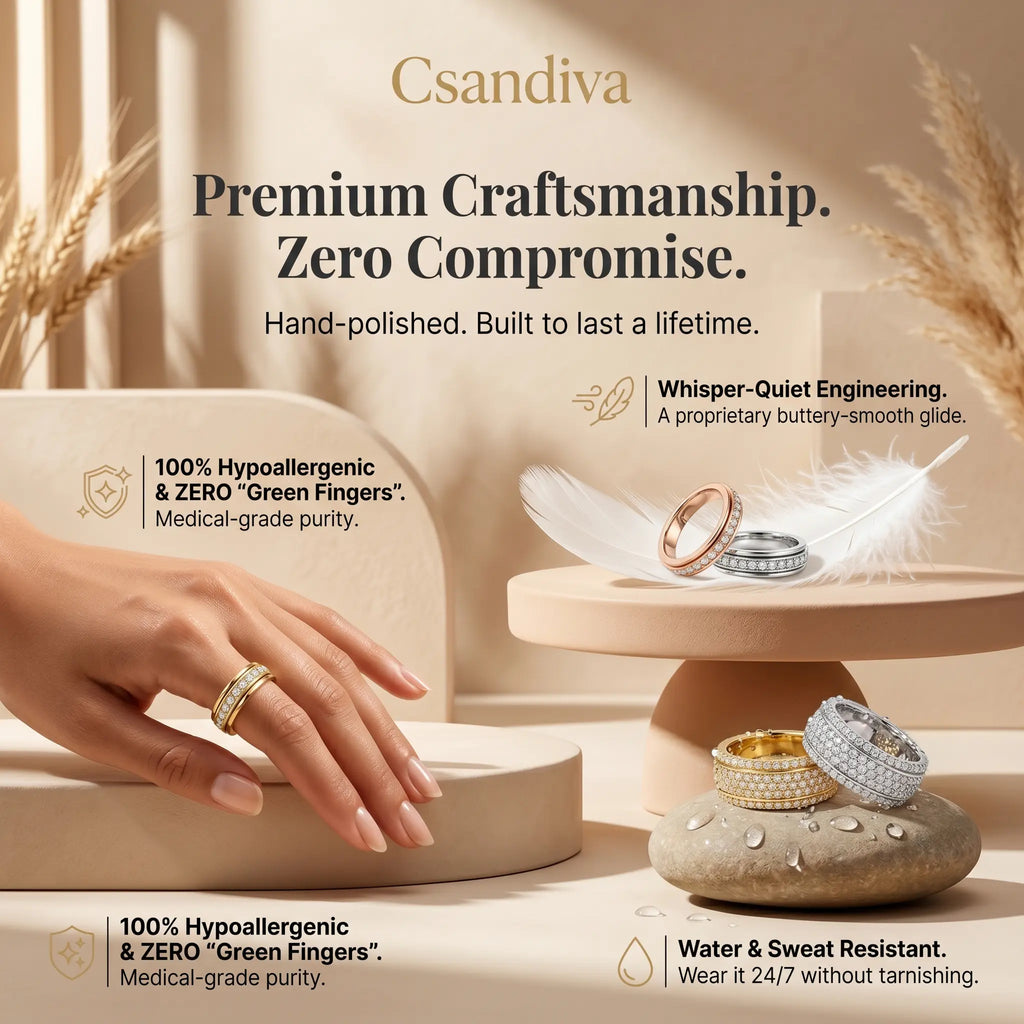 The Viral 18K Artisan Mindfulness Spinner Ring | Whisper-Quiet Elegance, Zero Green Fingers & A $10,000 Look | Last Day Sale-90% OFF🔥
