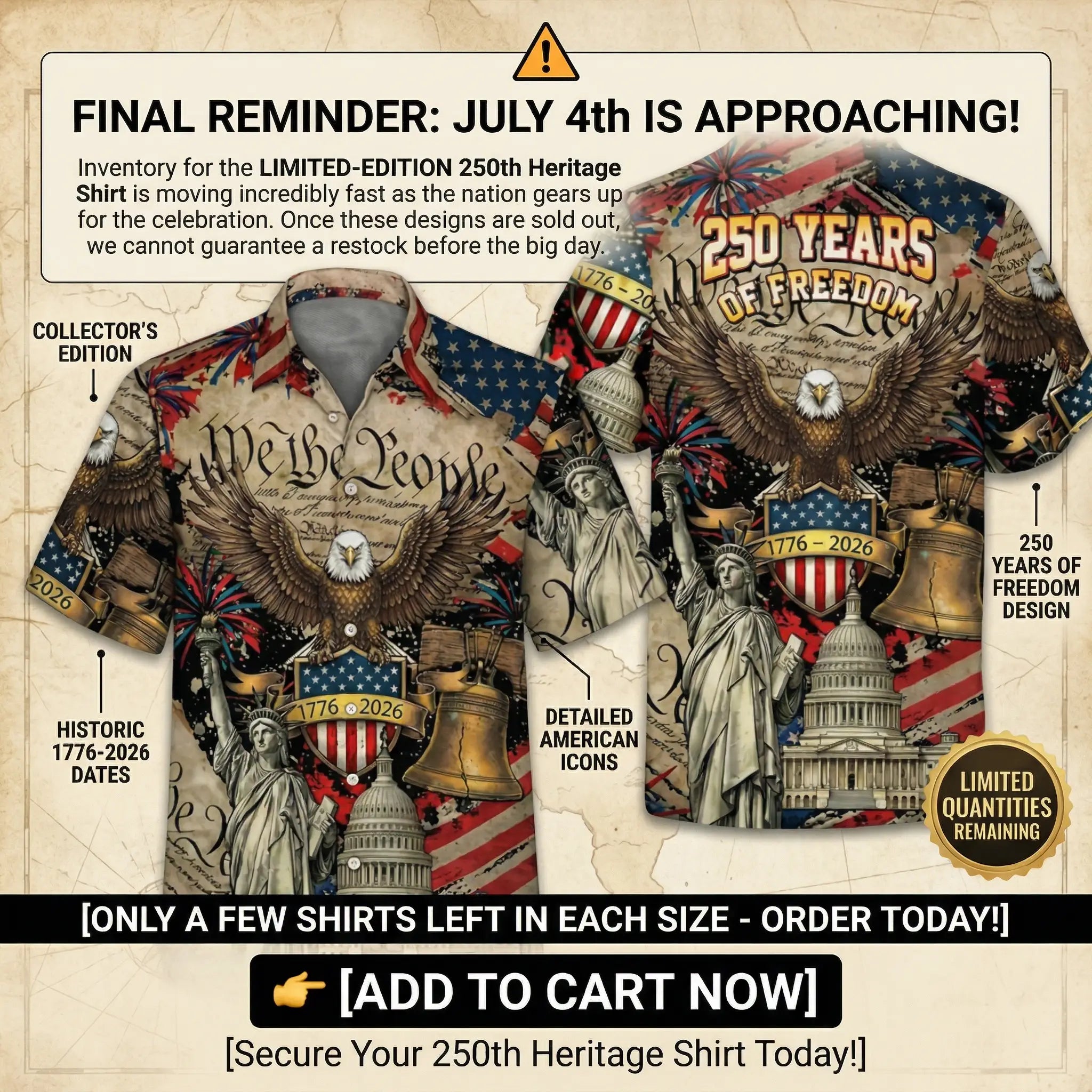 America 250th Anniversary Hawaiian Shirt | Faith & Freedom Apparel Last Day Sale-90% OFF🔥