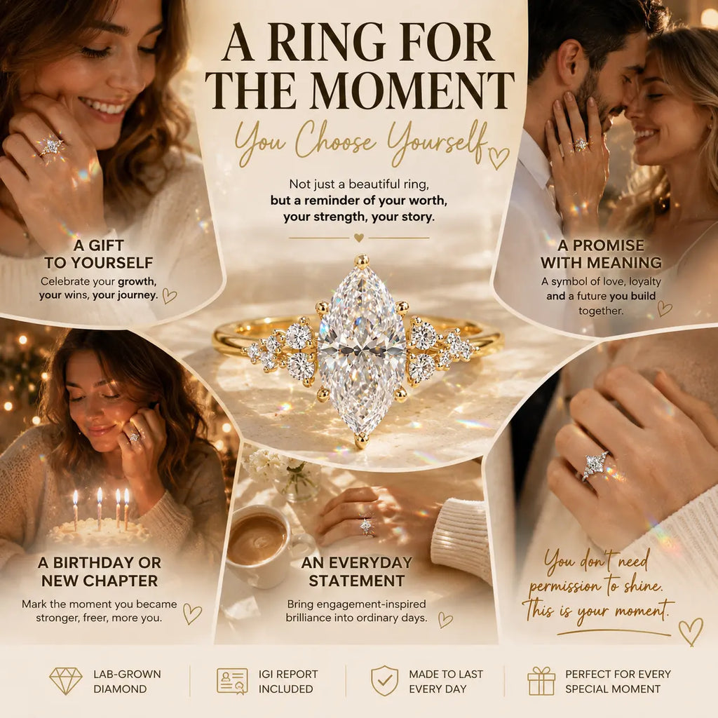The Everglow Marquise™ Lab-Grown Diamond Ring — A Brilliant, Hand-Elongating Statement Made for Love, Milestones & Choosing Yourself | Gold or Silver | Last Day Sale-90% OFF🔥