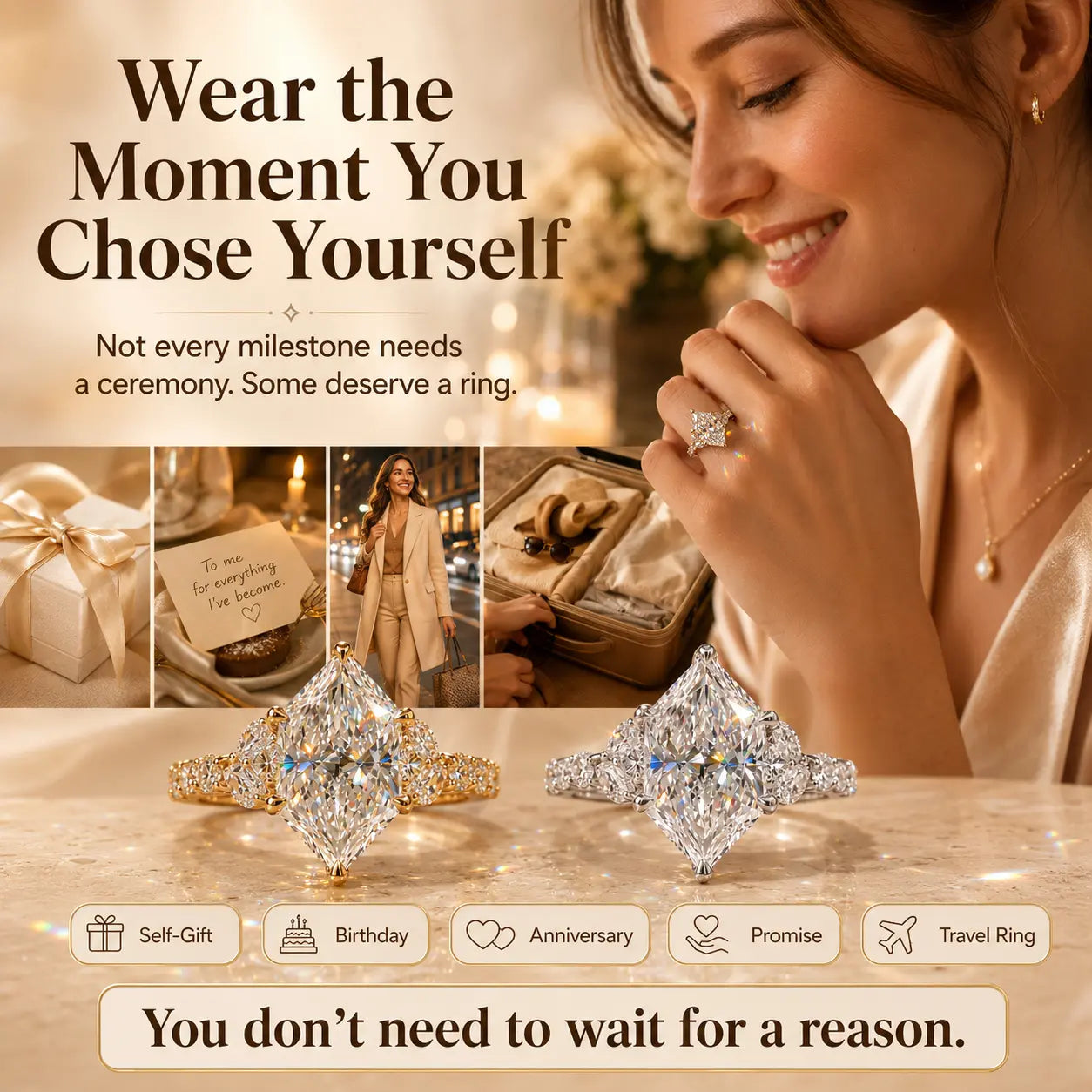 3ct Dutch Marquise Bloom Lab-Grown Diamond Ring — A Finger-Flattering Statement of Brilliant Sparkle & Custom-Look Elegance | Gold or Silver | Last Day Sale-90% OFF🔥