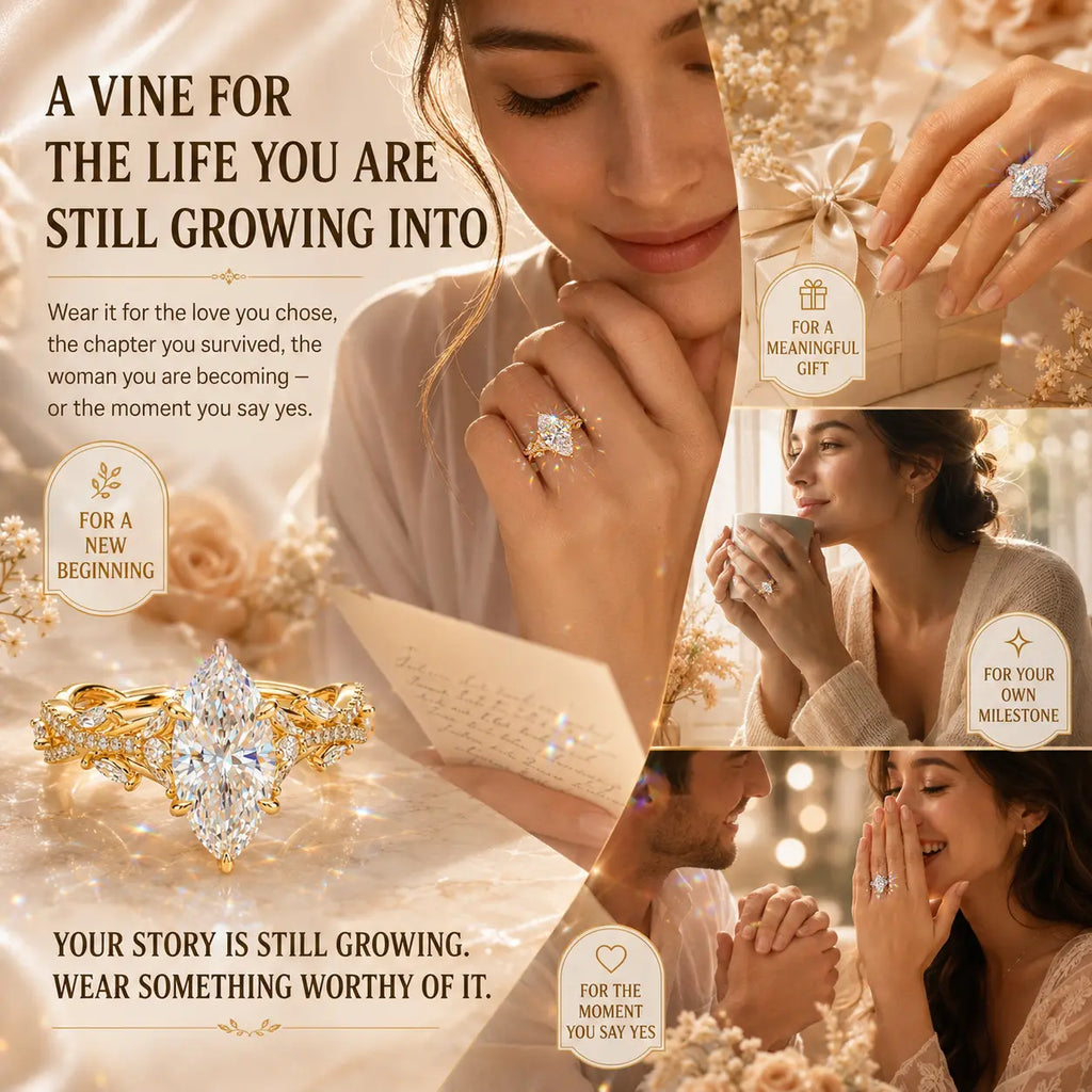 The Marquise Crown Lab-Grown Diamond Ring Set — A Three-Piece Bridal Stack Made for Your Forever | Gold or Silver | Last Day Sale-90% OFF🔥