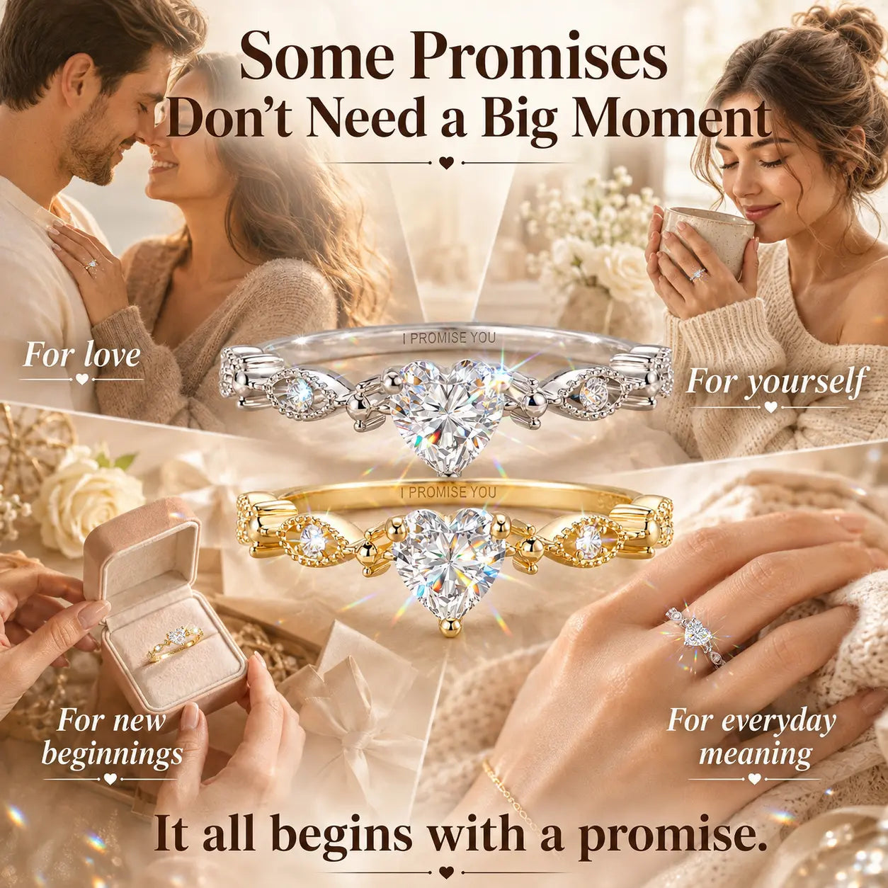 A Promise You Can Wear Every Day — Heart-Cut 5A CZ “I Promise You” Ring in 925 Sterling Silver | Gold or Silver | Last Day Sale-90% OFF🔥