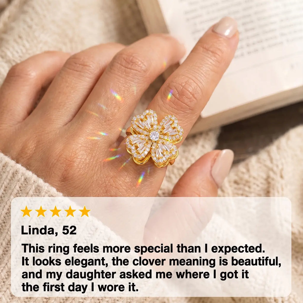 Lucky Clover Spinner Ring – Wear Your Luck, Spin Into Calm | 925 Sterling Silver & Lab-Grown Diamond Sparkle | Gold or Silver | Last Day Sale-90% OFF🔥