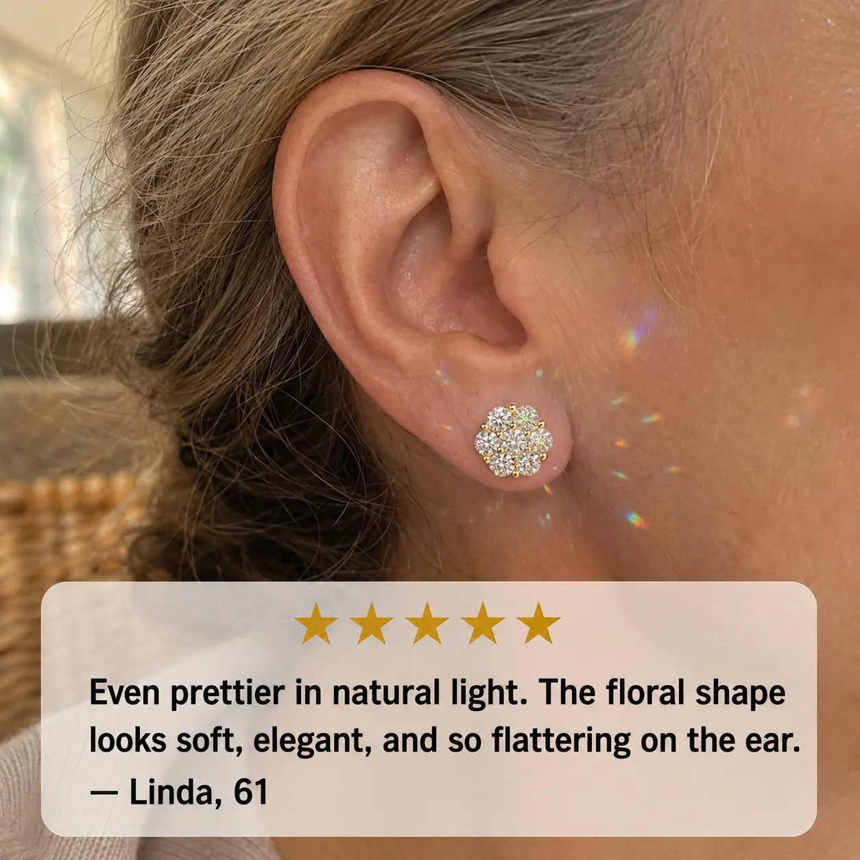 The Floral Stud Earrings That Make Every Look Shine — 7-Stone Moissanite Brilliance with Gold & Silver Finishes and Butterfly or Secure Screw Back Options | Gold or Silver | Last Day Sale-90% OFF🔥
