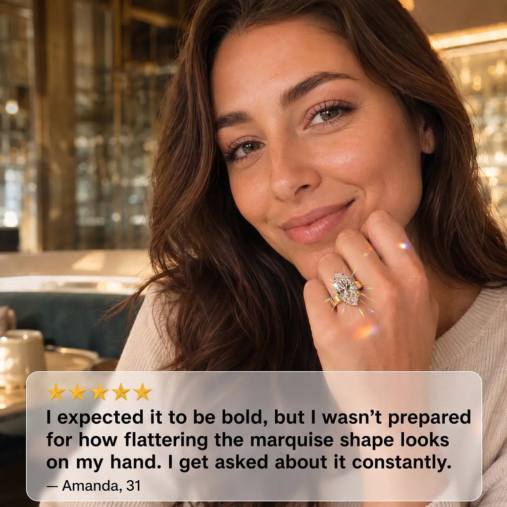 Made to Be Noticed — 7.00CT Marquise Lab-Grown Diamond Ring with Baguette Hidden Halo & Custom-Look Brilliance | Gold or Silver | Last Day Sale-90% OFF🔥