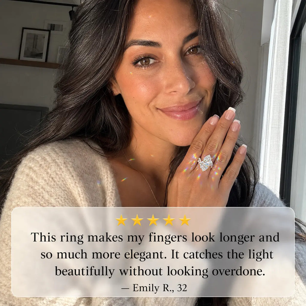 The Marquise Cascade Lab-Grown Diamond Ring — A 10-Carat Statement That Makes Fingers Look Longer, Delivers Full-Hand Sparkle & Finishes Every Look in One Ring | Gold or Silver | Last Day Sale-90% OFF🔥