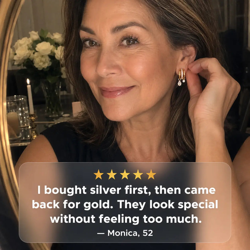 The Three Wishes™ Asymmetric Sparkle Hoop Earrings, One Piercing, A Whole Look — Asymmetric Triple-Row Sparkle Hoop Earrings with Floating Pear, Round & Heart Charms | Gold or Silver | Last Day Sale-90% OFF🔥
