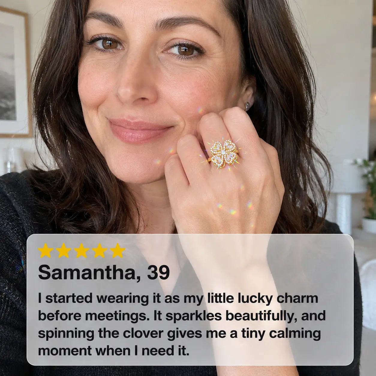 Lucky Clover Spinner Ring – Wear Your Luck, Spin Into Calm | 925 Sterling Silver & Lab-Grown Diamond Sparkle | Gold or Silver | Last Day Sale-90% OFF🔥
