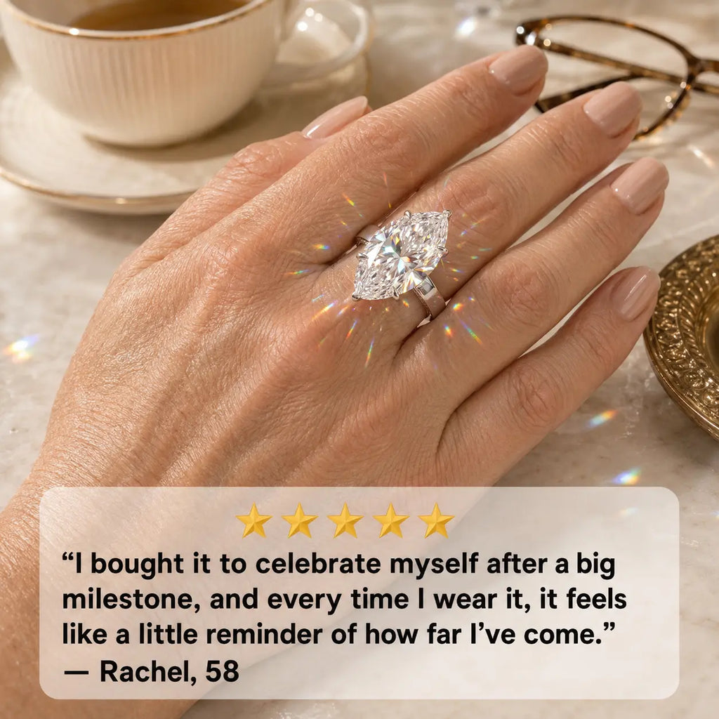 Made to Be Noticed — 7.00CT Marquise Lab-Grown Diamond Ring with Baguette Hidden Halo & Custom-Look Brilliance | Gold or Silver | Last Day Sale-90% OFF🔥