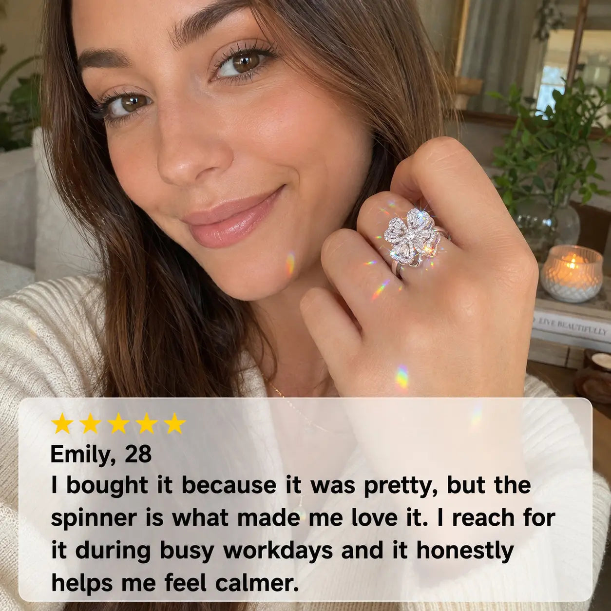Lucky Clover Spinner Ring – Wear Your Luck, Spin Into Calm | 925 Sterling Silver & Lab-Grown Diamond Sparkle | Gold or Silver | Last Day Sale-90% OFF🔥