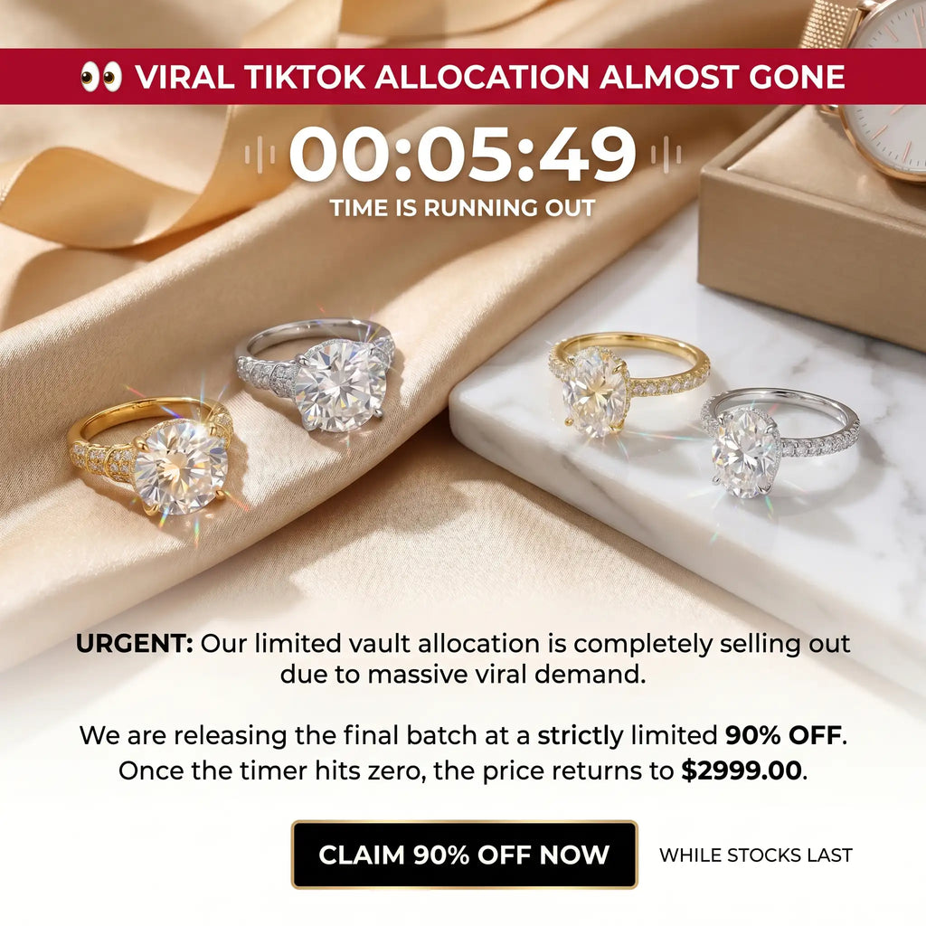 Csandiva™ The "Heiress" Flawless Moissanite Statement Ring | $15k Megawatt Brilliance, Passes Testers, Hypoallergenic (Sizes 4-15) | Last Day 90% OFF 🔥