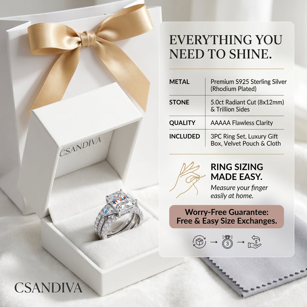 csandiva™ The Timeless Embrace 5.0ct Radiant Ring - Zero Anxiety Glamour & Smart Luxury Alternative | Claim 90% OFF Today🔥