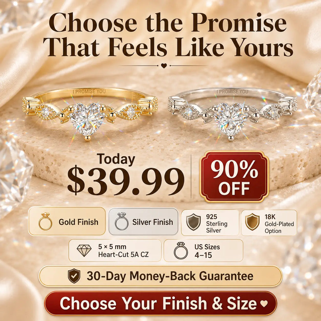 A Promise You Can Wear Every Day — Heart-Cut 5A CZ “I Promise You” Ring in 925 Sterling Silver | Gold or Silver | Last Day Sale-90% OFF🔥