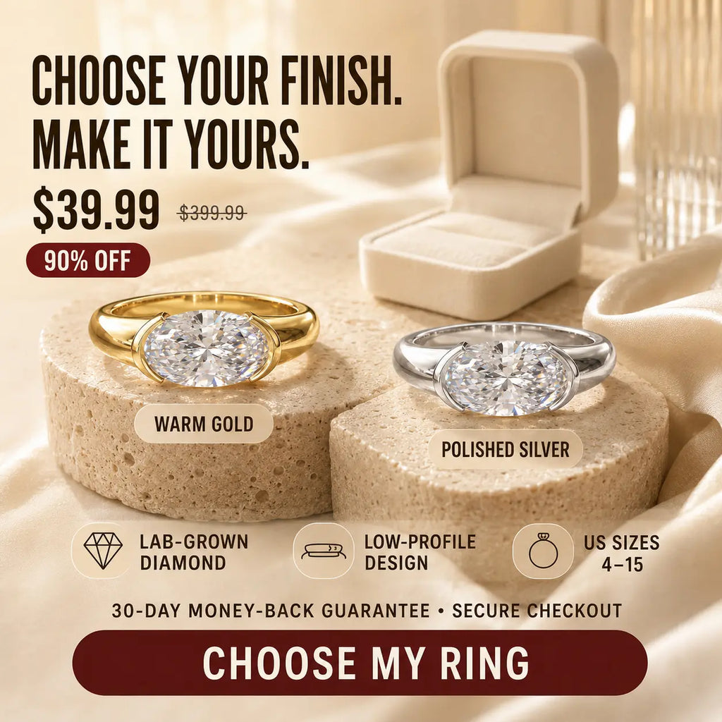The Axis Oval Diamond Ring, Reimagined Sideways — A Modern East-West Design Made For Women Who Want Something Truly Different | Gold or Silver | Last Day Sale-90% OFF🔥