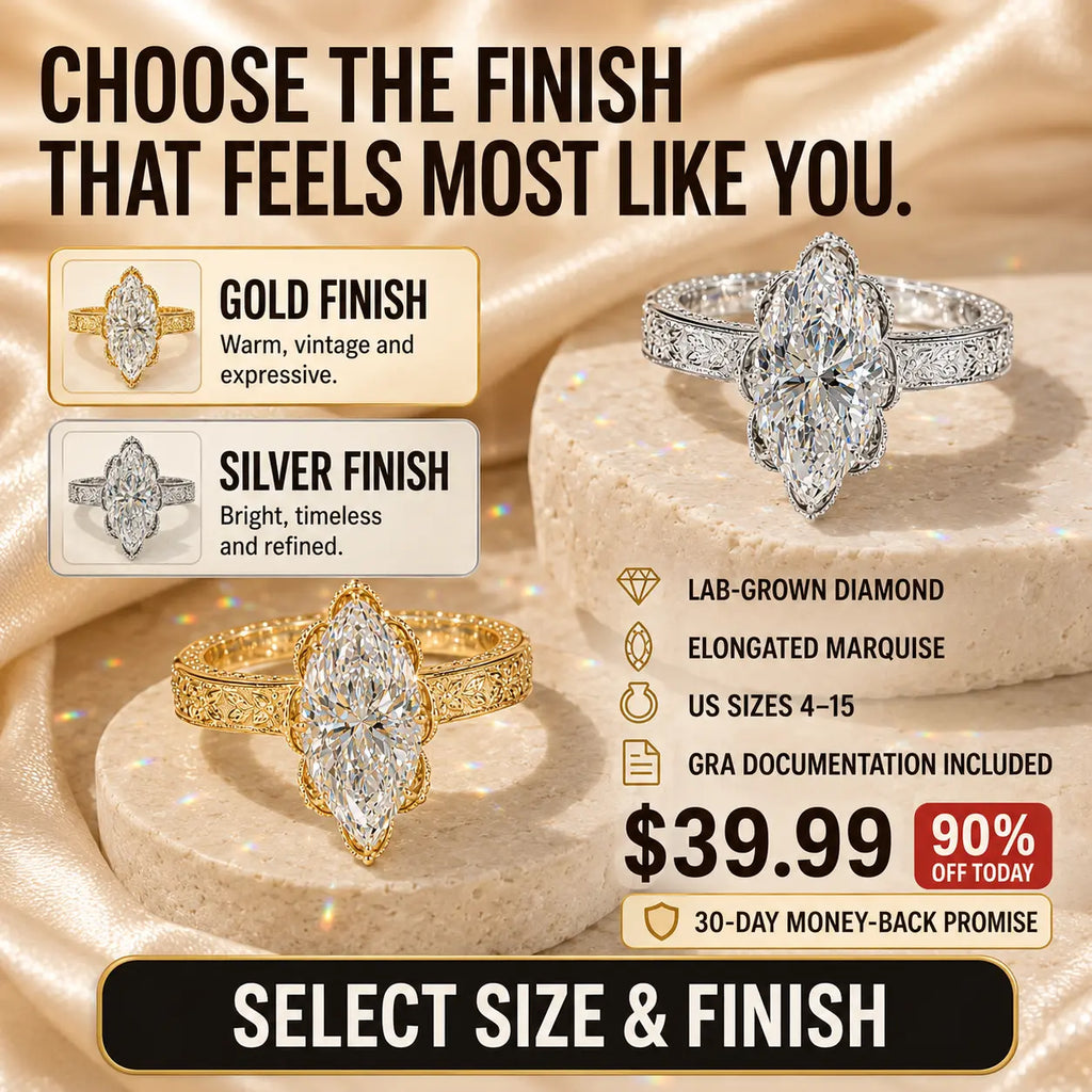 The Everbloom Marquise™ Lab-Grown Diamond Ring — An Elongated Floral Heirloom Design Made to Flatter Your Hand and Mark Every Meaningful Moment | Gold or Silver | Last Day Sale-90% OFF🔥