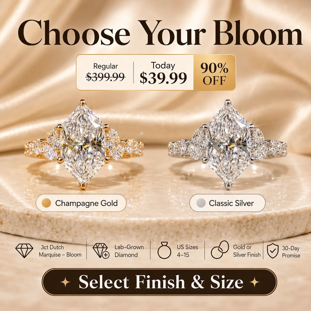 3ct Dutch Marquise Bloom Lab-Grown Diamond Ring — A Finger-Flattering Statement of Brilliant Sparkle & Custom-Look Elegance | Gold or Silver | Last Day Sale-90% OFF🔥