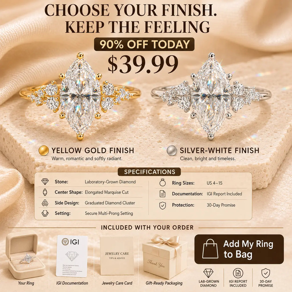 The Everglow Marquise™ Lab-Grown Diamond Ring — A Brilliant, Hand-Elongating Statement Made for Love, Milestones & Choosing Yourself | Gold or Silver | Last Day Sale-90% OFF🔥