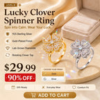 Lucky Clover Spinner Ring – Wear Your Luck, Spin Into Calm | 925 Sterling Silver & Lab-Grown Diamond Sparkle | Gold or Silver | Last Day Sale-90% OFF🔥