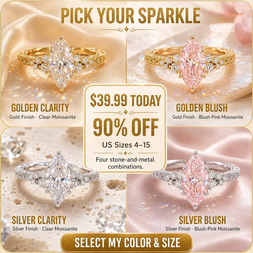 The Marquise Bloom Vintage Moissanite Ring — A Finger-Flattering Marquise Silhouette with Romantic Floral Details in Clear or Blush Pink | Last Day Sale-90% OFF🔥